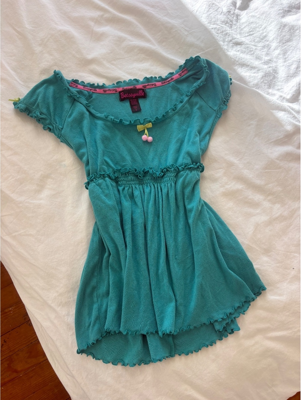 Y2K Betseyville teal babydoll top
